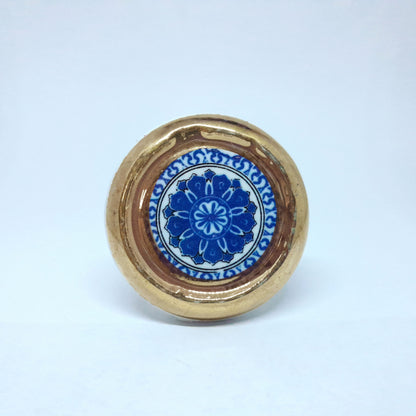 Pomello in ceramica “Tondo Bouquet Blu"