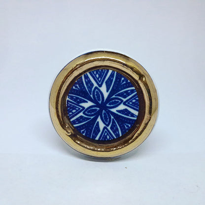 Pomello in ceramica “Tondo Geometrico Blu"