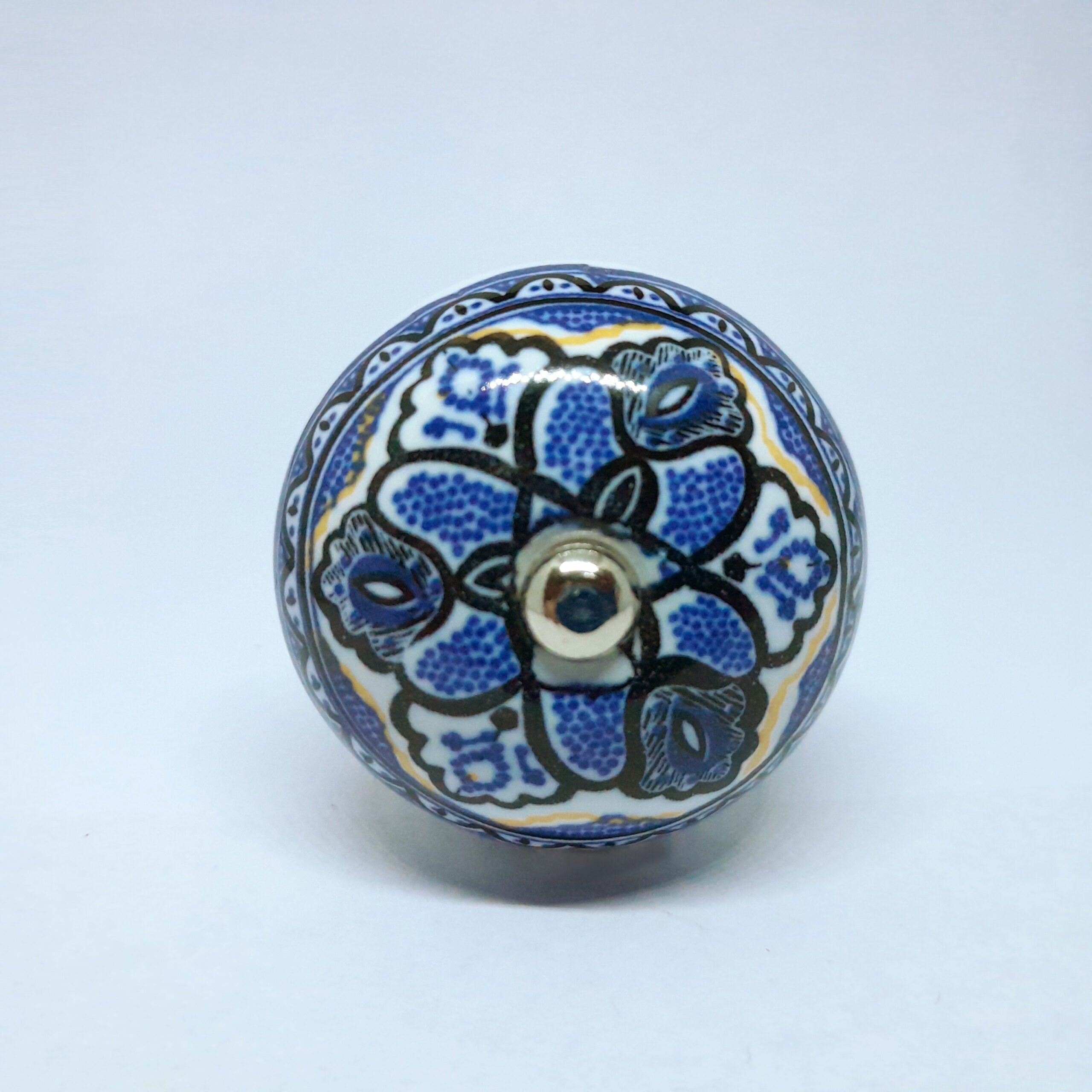 Pomello in ceramica “Caleidoscopio Floreale Blu"