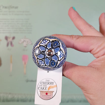 Pomello in ceramica “Caleidoscopio Floreale Blu"