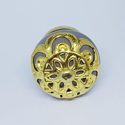 Pomello in ceramica “Sfera Preziosa Beige Scuro & Oro"