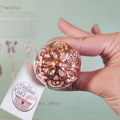 Pomello in ceramica “Sfera Preziosa Bianca & Rame"