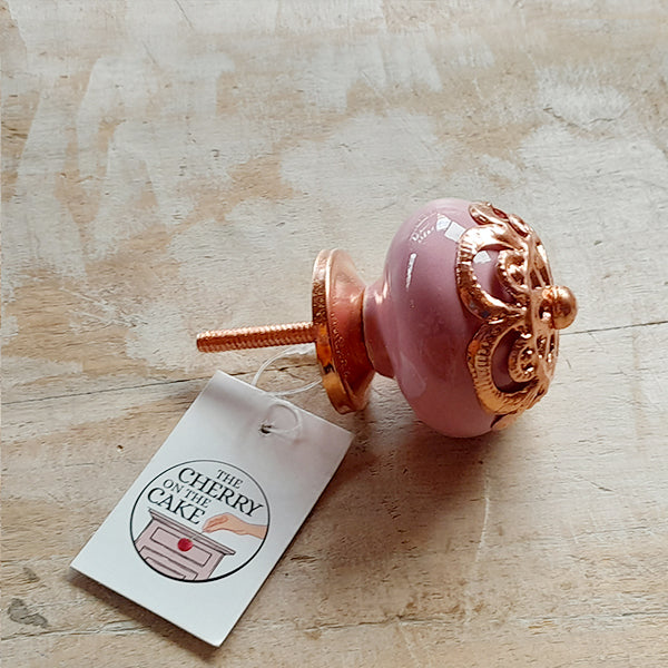 Pomello in ceramica “Sfera Preziosa Rosa & Rame"