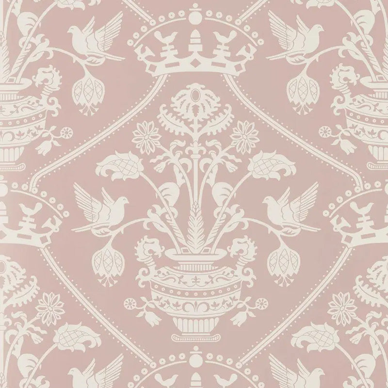 Carta da parati "Highgrove Damask Rosa" - Highgrove - SANDERSON