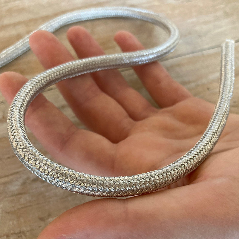 Cordone "Tubolare Argento Grande" Passamaneria Italiana - 0,8 cm