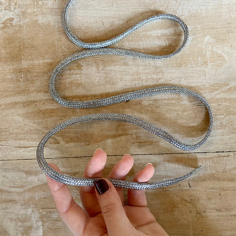 Cordone "Tubolare Argento Grande Semplice" Passamaneria Italiana - 0,8 cm