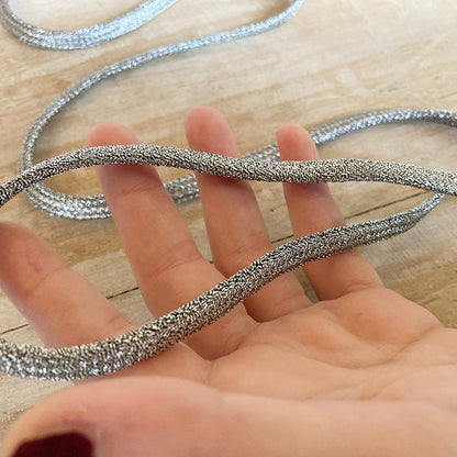 Cordone "Tubolare Argento Grande Semplice" Passamaneria Italiana - 0,8 cm