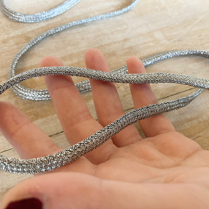 Cordone "Tubolare Argento Grande Semplice" Passamaneria Italiana - 0,8 cm