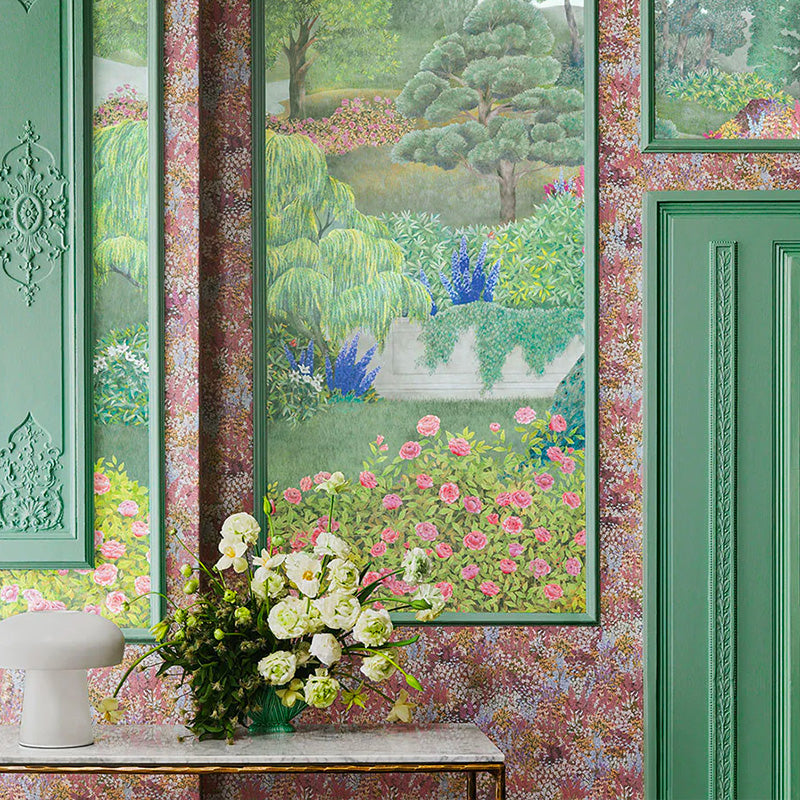 Carta da Parati "PETIT FLEUR Cerise & Eau de Nil" The Garden | COLE & SON