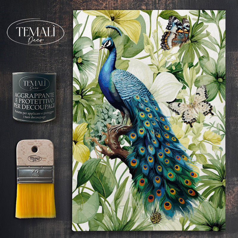 Dècoupage Tropical - Pavone e Farfalle