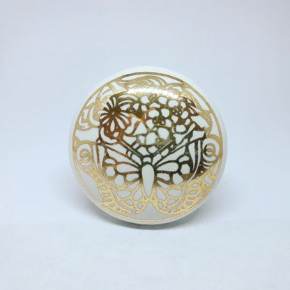 Pomello in ceramica “Farfalle Dorate"