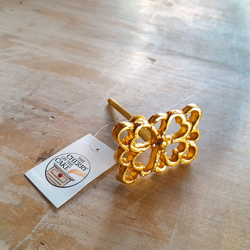 Pomello in Ferro "Quadrifoglio Dorato"