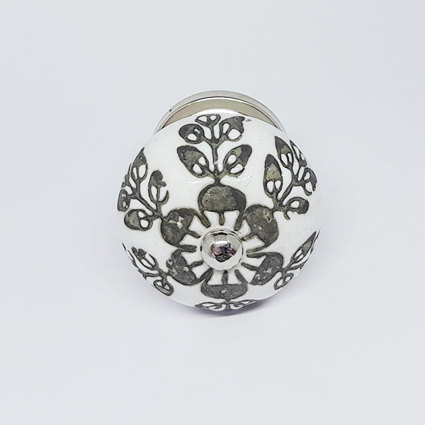 Pomello in ceramica “Caleidoscopio Floreale Nero"