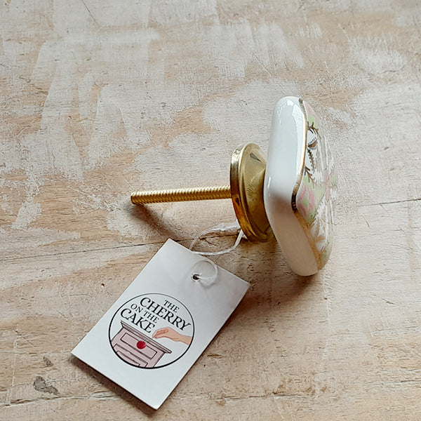 Pomello in ceramica “Fantasia Orientale Verde e Rosa"