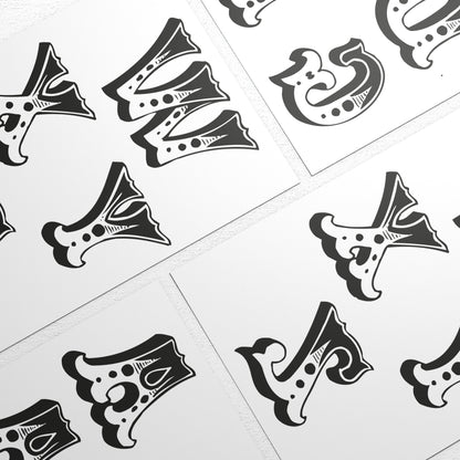 Stampa Trasferibile “LETTERE DELL'ALFABETO FONT CIRCO” 28×42 cm