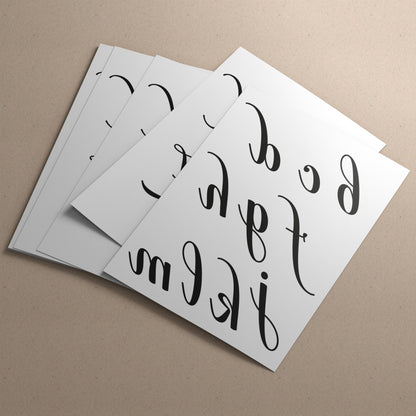 Stampa Trasferibile “LETTERE DELL'ALFABETO FONT CALLIGRAPHIC” 28×42 cm