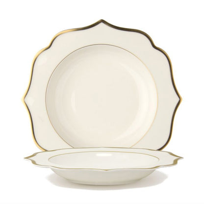 Servizio di 6 piatti fondi "IONICA ORO & AVORIO" Ø 22 cm