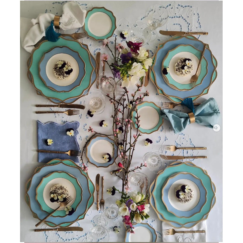 Servizio di 6 piatti piani "IONICA ORO & CELESTE" Ø 26,5 cm