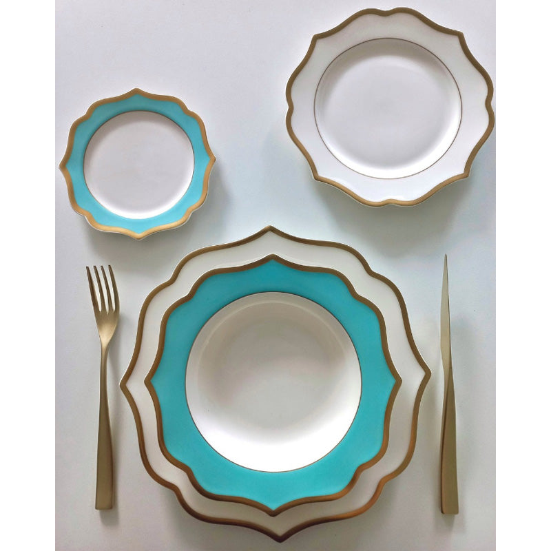 Servizio di 6 piatti piani "IONICA ORO & CELESTE" Ø 26,5 cm