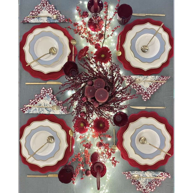 Servizio di 6 piatti piani "IONICA ORO & CELESTE" Ø 26,5 cm