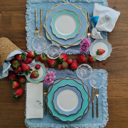 Servizio di 6 piatti piani "IONICA ORO & CELESTE" Ø 26,5 cm