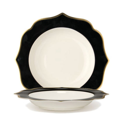 Servizio di 6 piatti fondi "IONICA ORO & NERO" Ø 22 cm