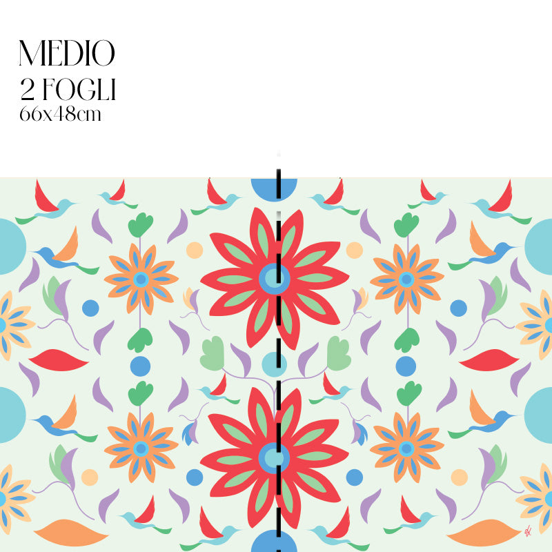 Dècoupage d'autore - Rondini in volo con fiore rosso - Luigi Leuce