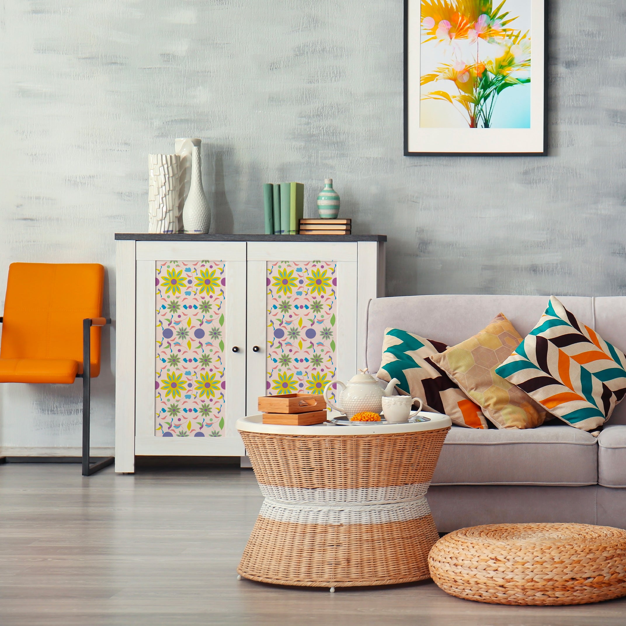 Dècoupage d'autore - Rondini in volo con fiore giallo - Luigi Leuce