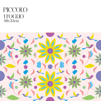 Dècoupage d'autore - Rondini in volo con fiore giallo - Luigi Leuce