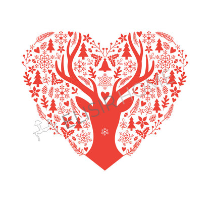 Stampa Trasferibile "NATALE, Cuore Rosso di Cervo" 28x40 cm