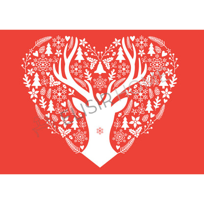 Stampa Trasferibile "NATALE, Cuore di cervo" 28x40 cm