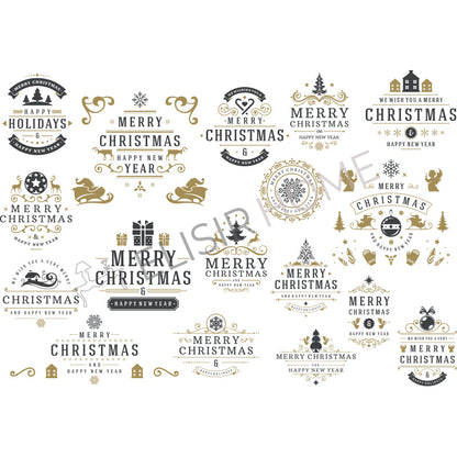 Stampa Trasferibile "NATALE, Blu e Oro" 28x40 cm