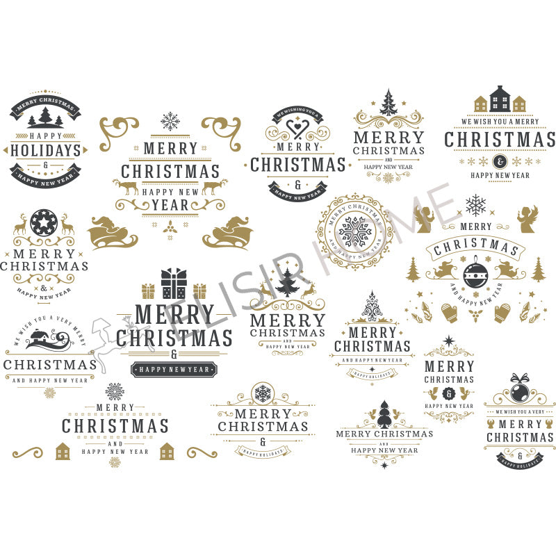 Stampa Trasferibile "NATALE, Blu e Oro" 28x40 cm