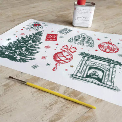 Stampa Trasferibile "NATALE, Natale Rosso e Verde" 28x40 cm