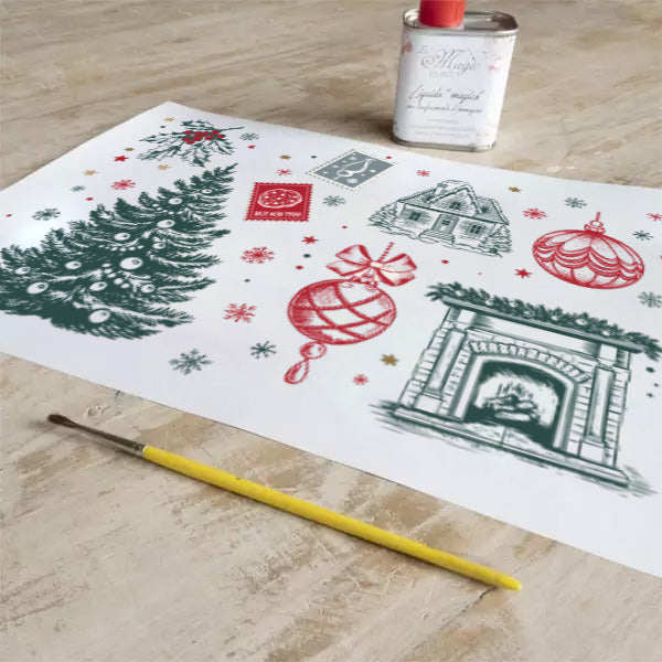 Stampa Trasferibile "NATALE, Natale Rosso e Verde" 28x40 cm