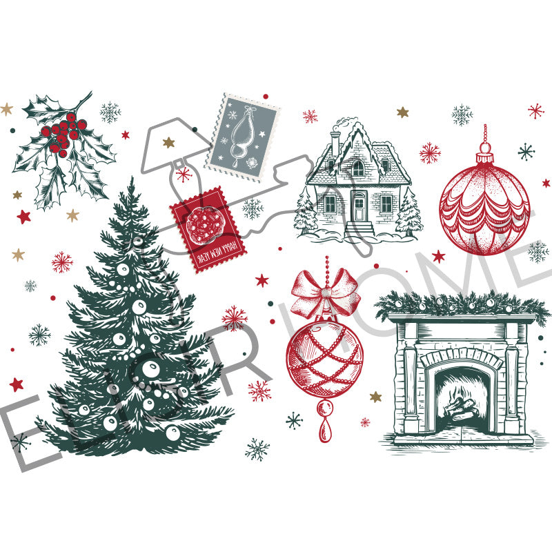 Stampa Trasferibile "NATALE, Natale Rosso e Verde" 28x40 cm