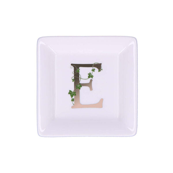 Piattino in porcellana bianca "Lettera E" Unitable