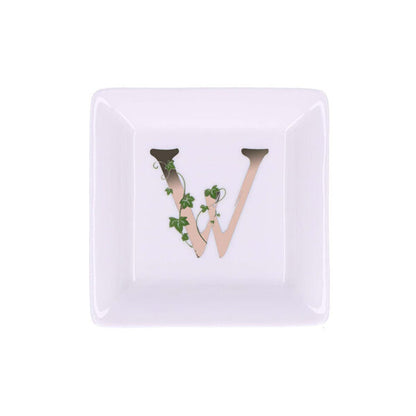 Piattino in porcellana bianca "Lettera W" Unitable