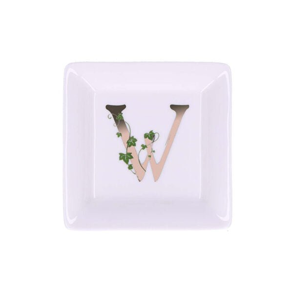 Piattino in porcellana bianca "Lettera W" Unitable