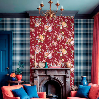 Carta da parati "Eleganza a quadri blu", a metraggio o rotolo