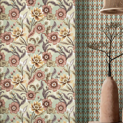 Carta da parati "Geometrie Pastello verde e marrone" a metraggio o rotolo