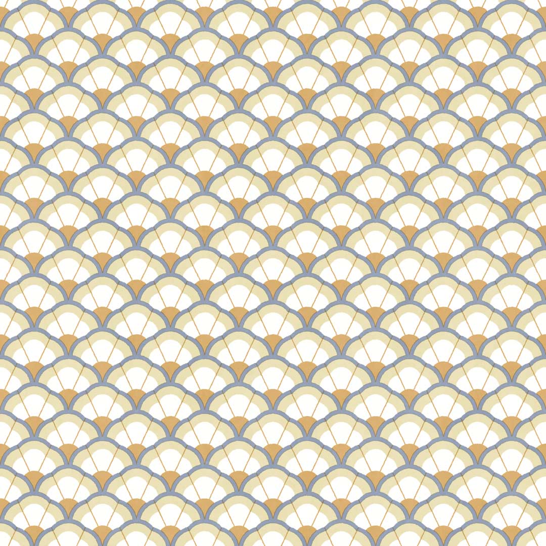 Carta da parati "Ventagli blu e arancione" a metraggio o rotolo