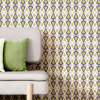 Carta da parati "Geometrie Pastello rosa e verde" a metraggio o rotolo