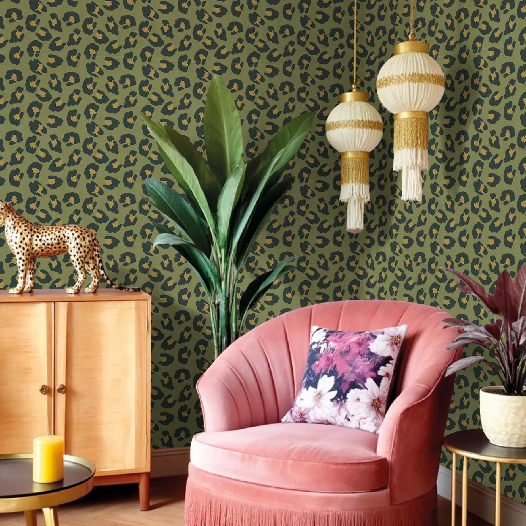 Carta da parati "Maculato verde" a metraggio o rotolo