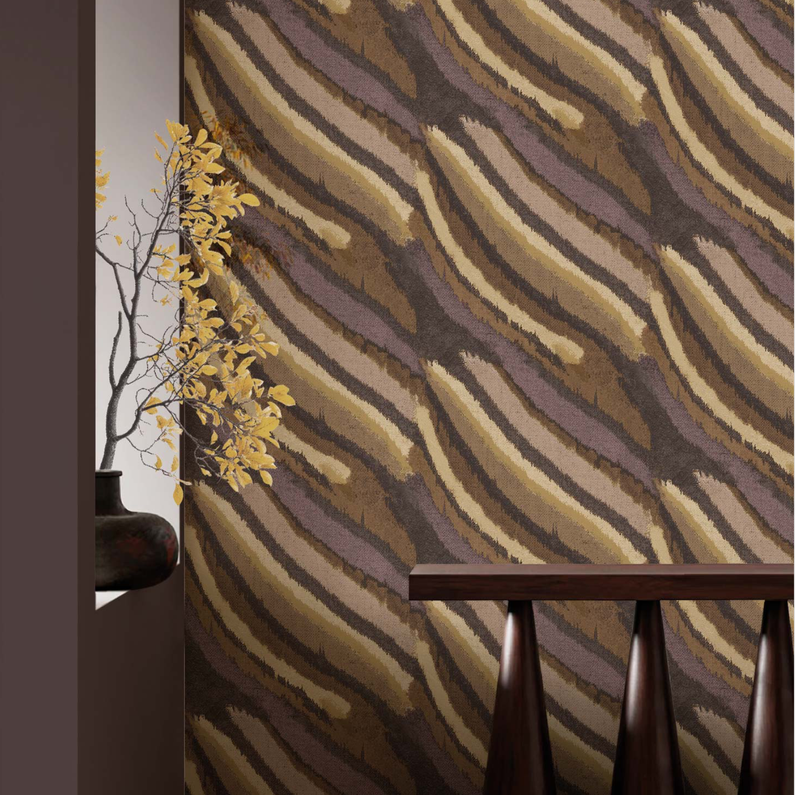 Carta da parati "Strisce marroni irregolari" a metraggio o rotolo