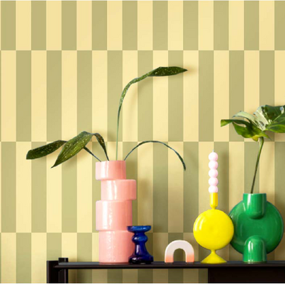 Carta da parati "Strisce verdi e beige" a metraggio o rotolo