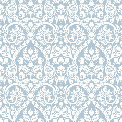 Carta da parati "Damasco floreale azzurro" a metraggio o rotolo