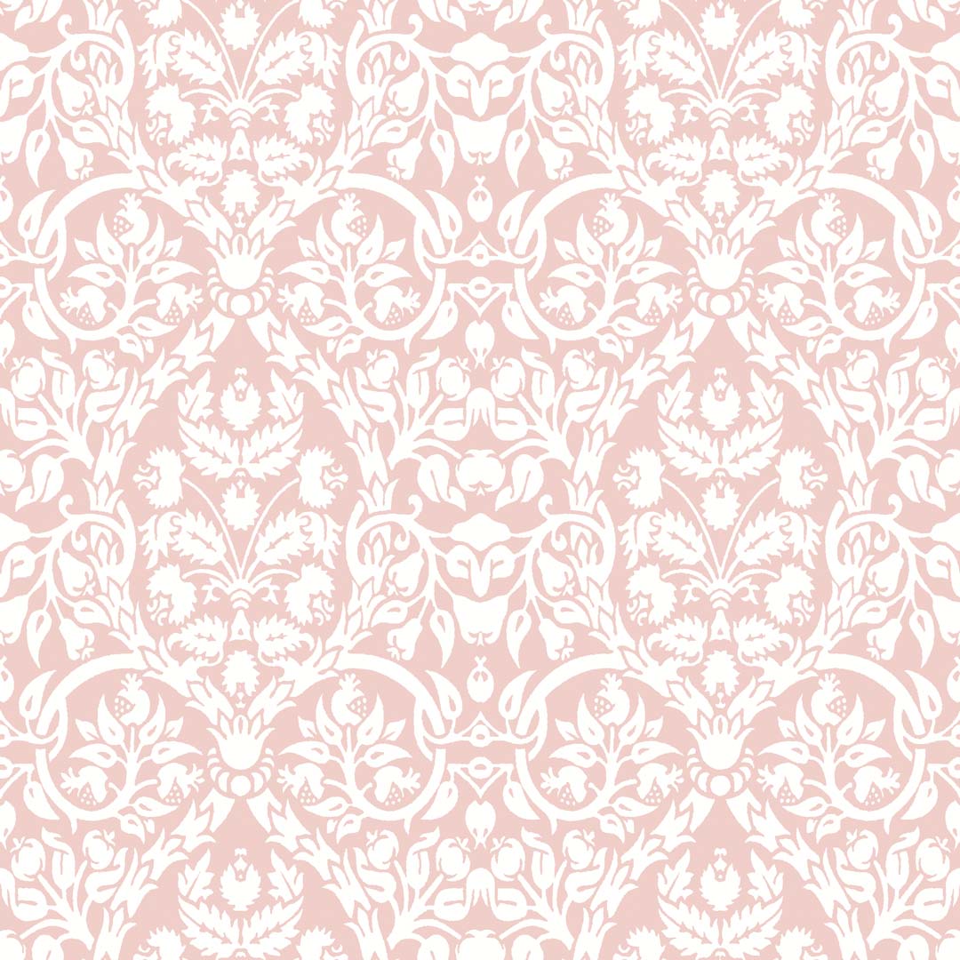 Carta da parati "Damasco floreale rosa" a metraggio o rotolo