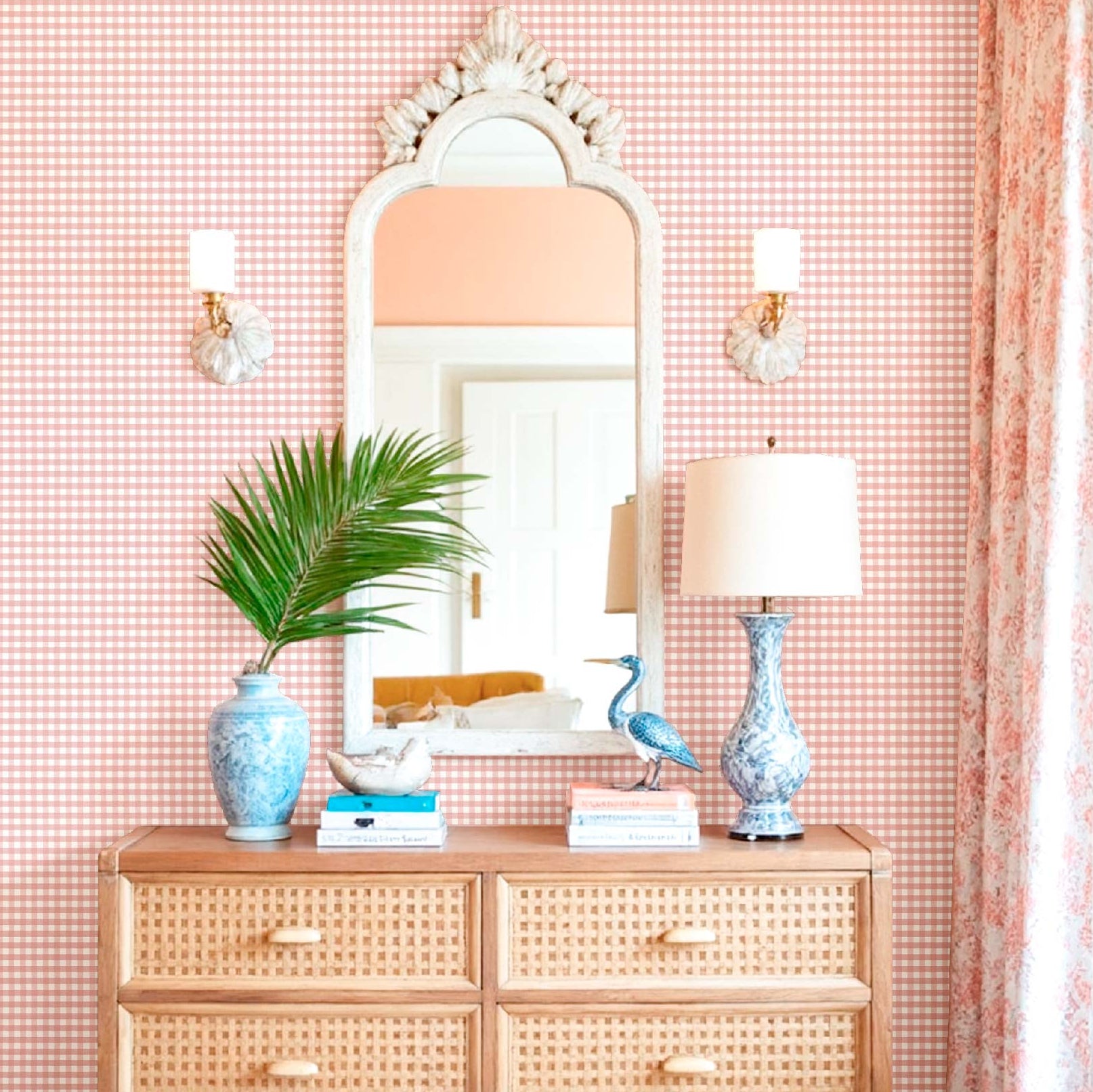 Carta da parati "Intreccio quadrato classico rosa", a metraggio o rotolo