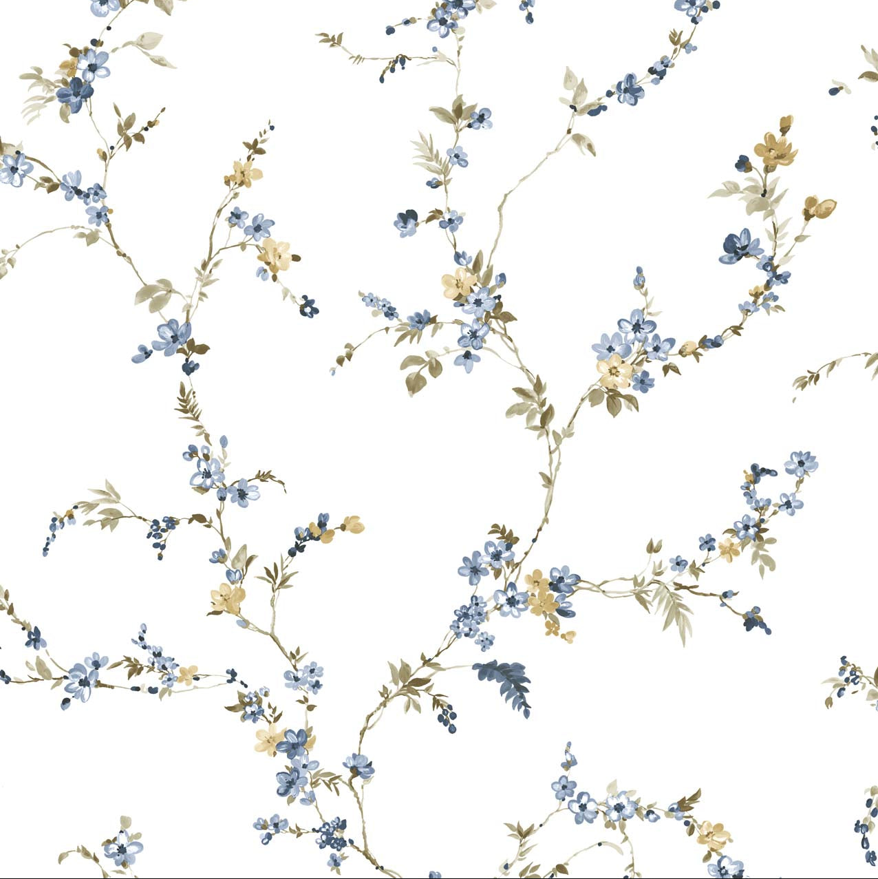 Carta da parati "Fioritura delicata azzurra" a metraggio o rotolo